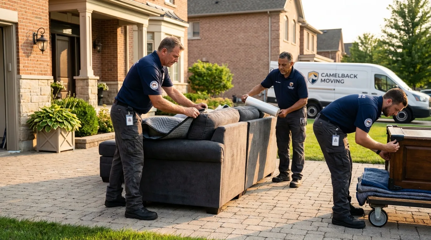 Large estate moving crew wrapping furniture in Tremonton, UT