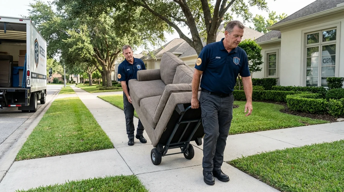 Local residential moving crew loading furniture in Tremonton, UT